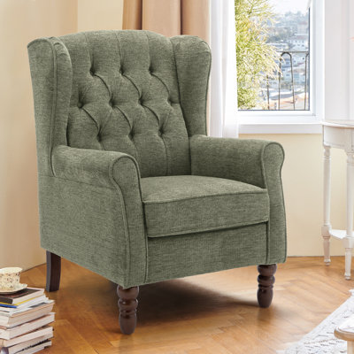 Charlton Home® Duward Floral Upholstered Wingback Accent Chair